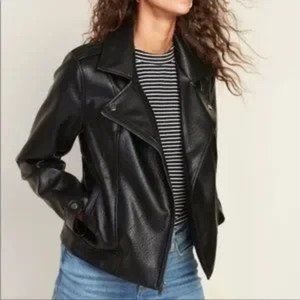 Old Navy Black faux leather Moto Jacket Petite XS